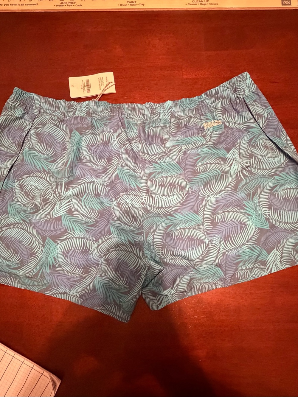 Men’s Blue Teal Printed Athletic Shorts/ swim trunks XXL new with‎ tag - Picture 5 of 9